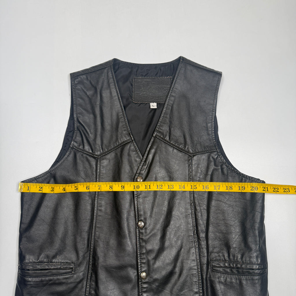 VTG Branded Garments Camel Leather Vest L Black