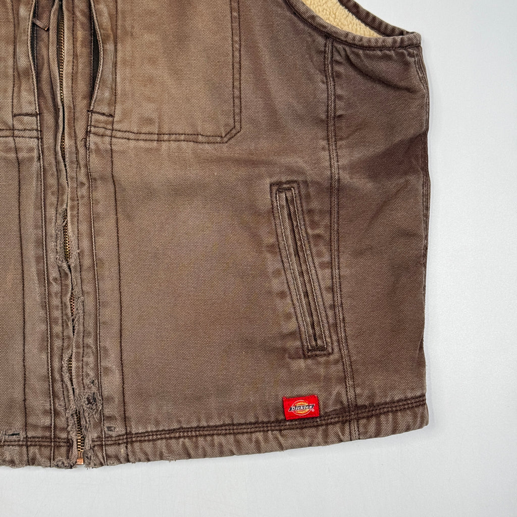 Dickies Distressed Sherpa Lined Vest S Brown