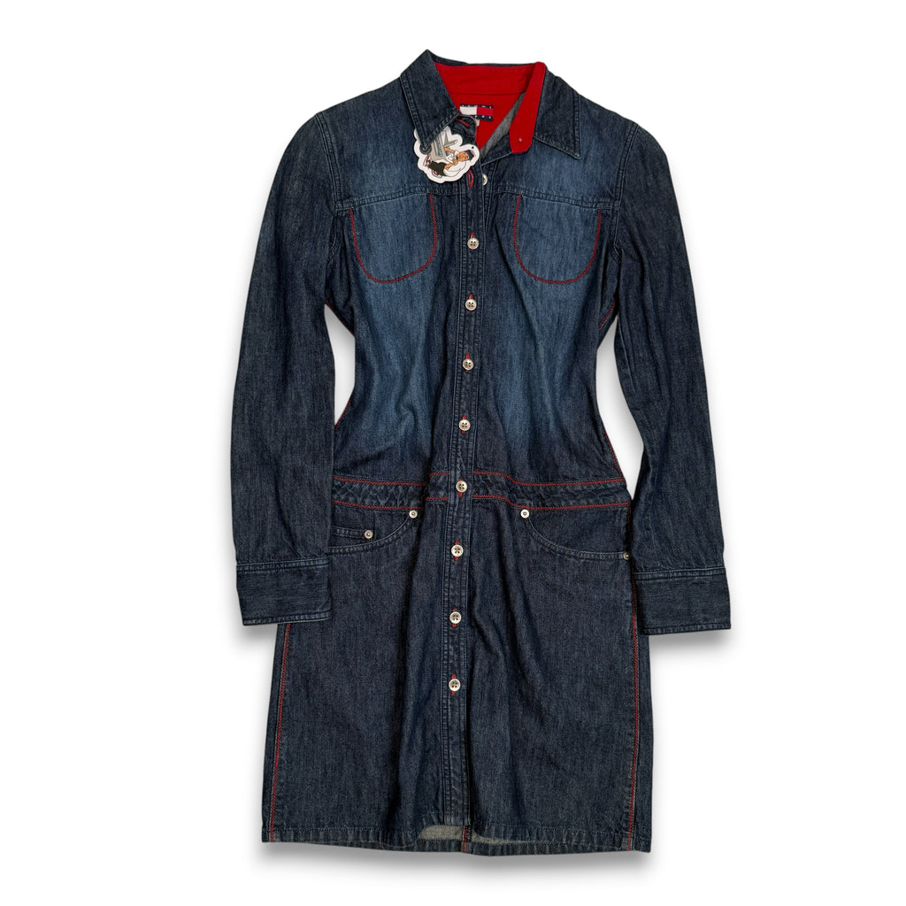 Y2K Tommy Hilfiger Denim Shirt Dress M Blue