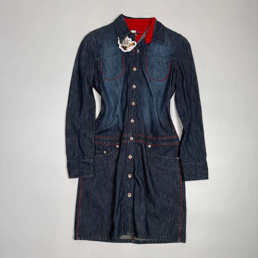 Y2K Tommy Hilfiger Denim Shirt Dress M Blue