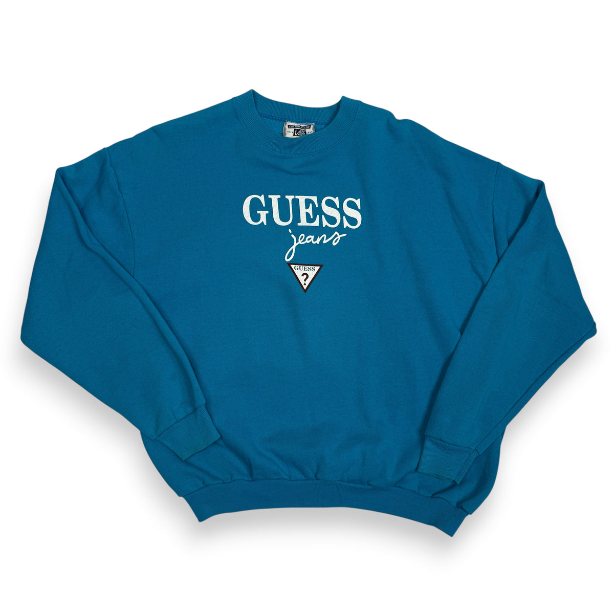 VTG Guess Jeans Spell Out Sweatshirt L/M Blue