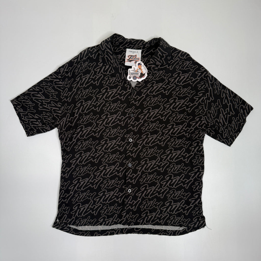 Fubi Forever 21 Script Rayon Button Up M