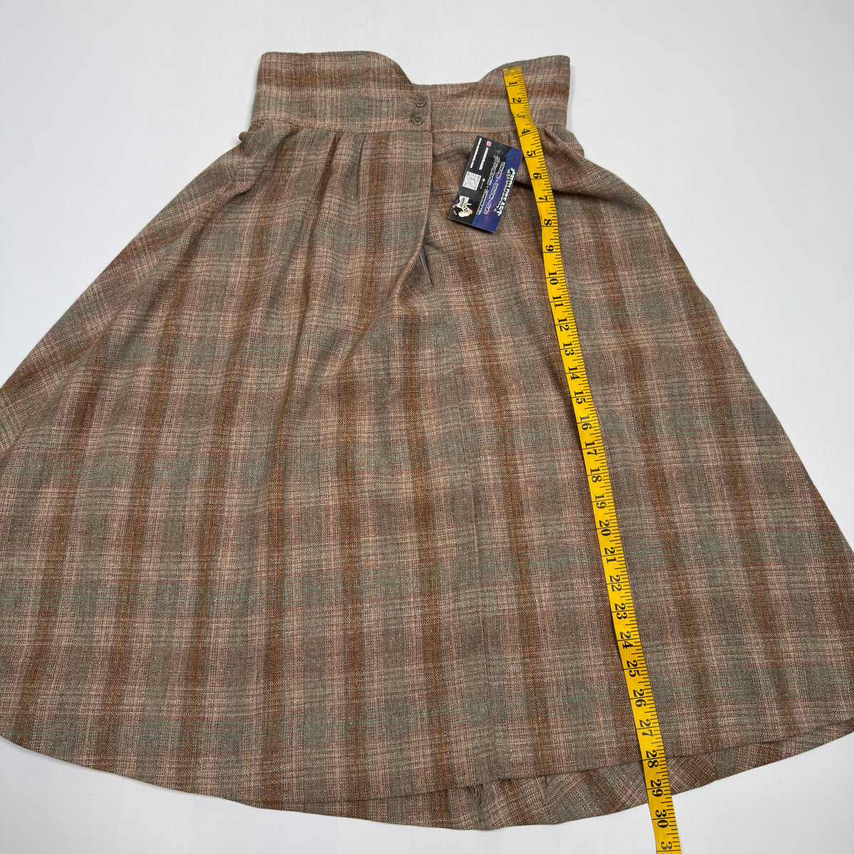 VTG Clyde Plaid Pleated Maxi Boho Skirt High Waisted 26" S/XS