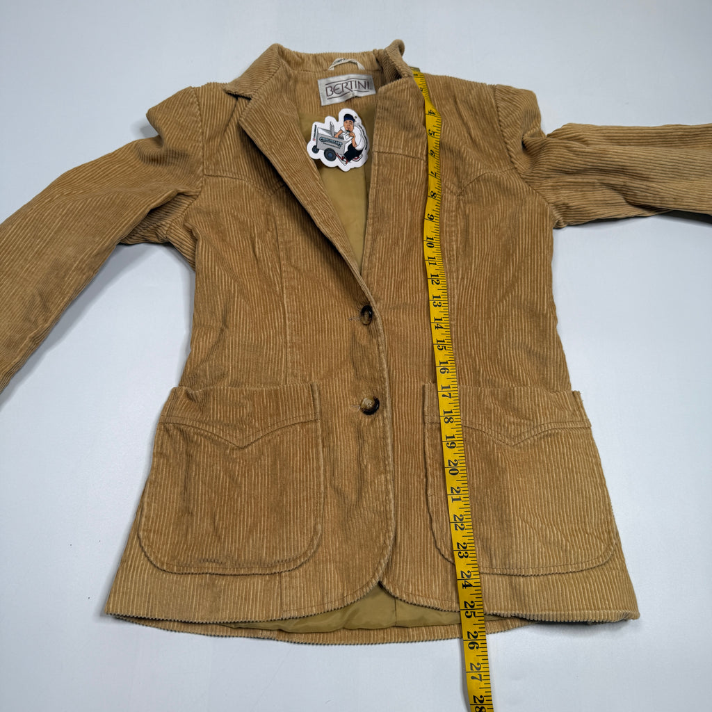 Y2K Bertini Blazer Fitted Corduroy Patch Pocket S Camel