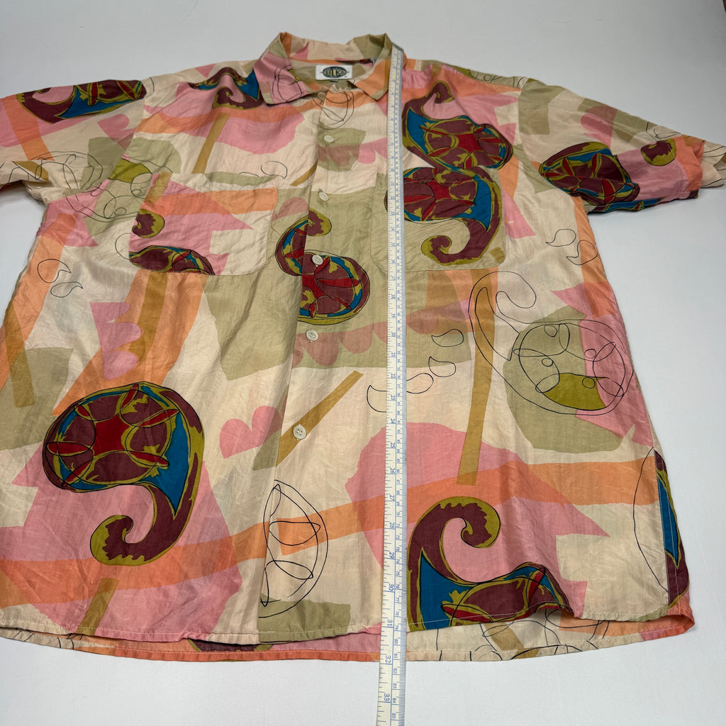 Silks Geometric Silk Button Up L