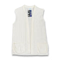 VTG Acrylic Orlon Sweater Vest Cable Knit Cardigan L Ivory