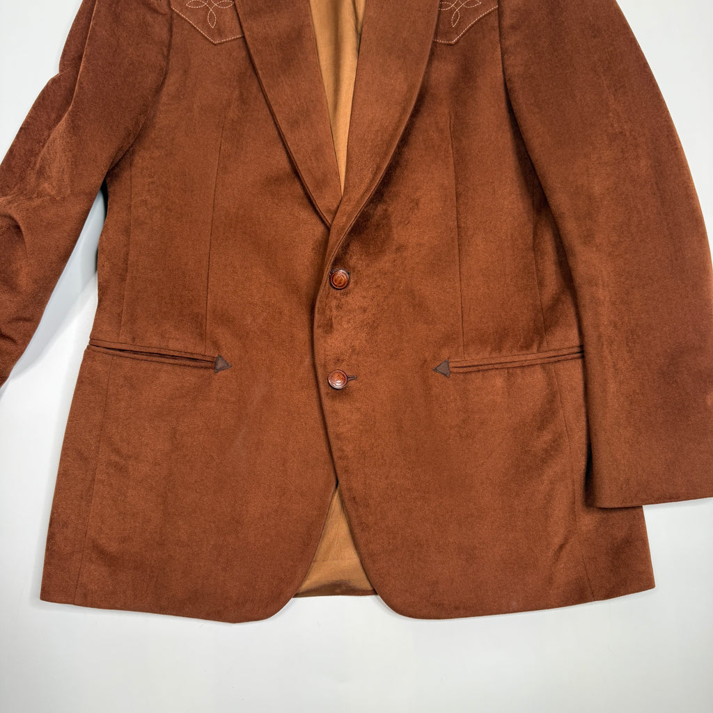 VTG Stetson Western Blazer Embroidered Cowboy L Brown