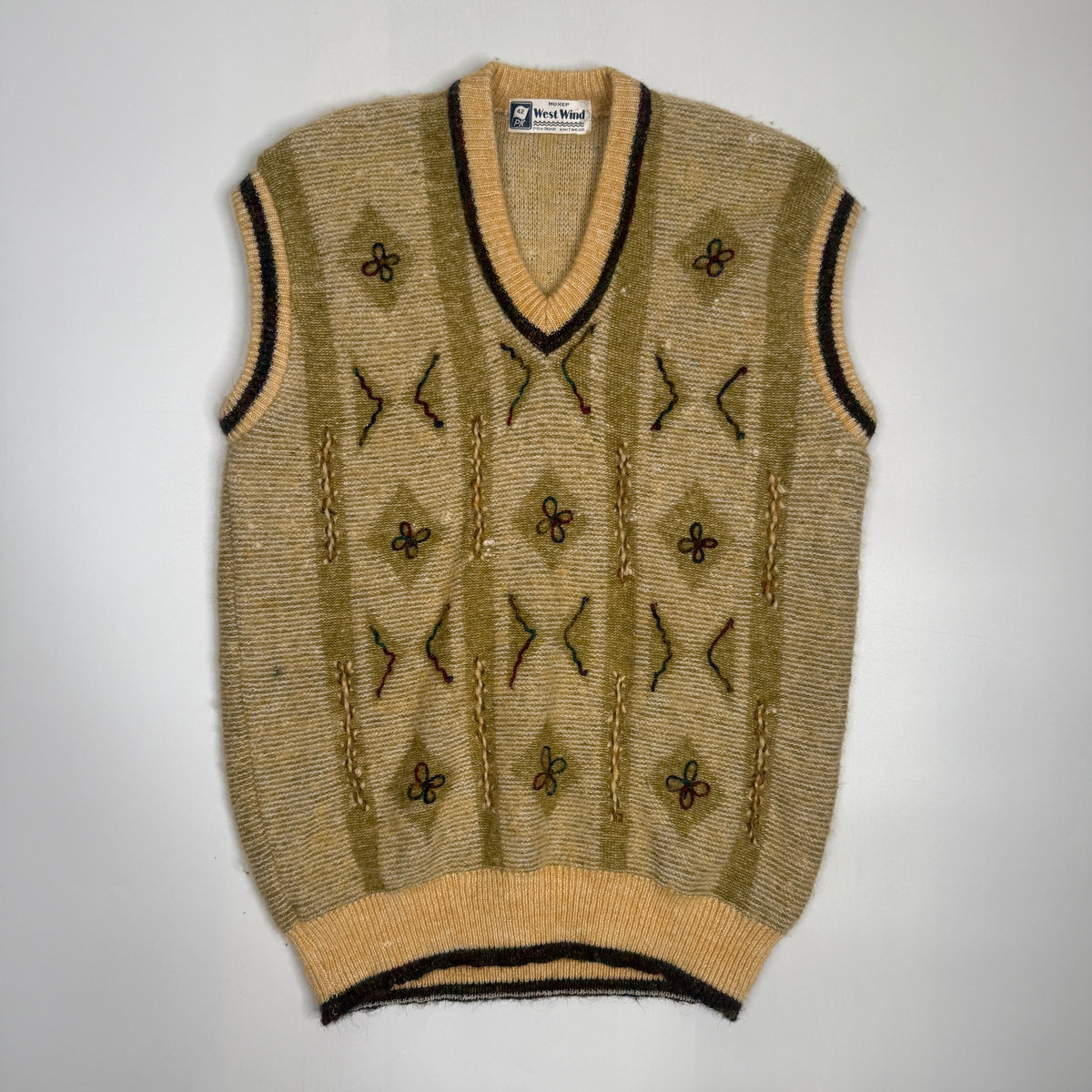 VTG West Wind Mohair Knitted Sweater Vest L Tan