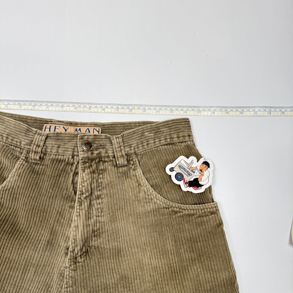 VTG Hey Man Corduroy Shorts 32" Olive