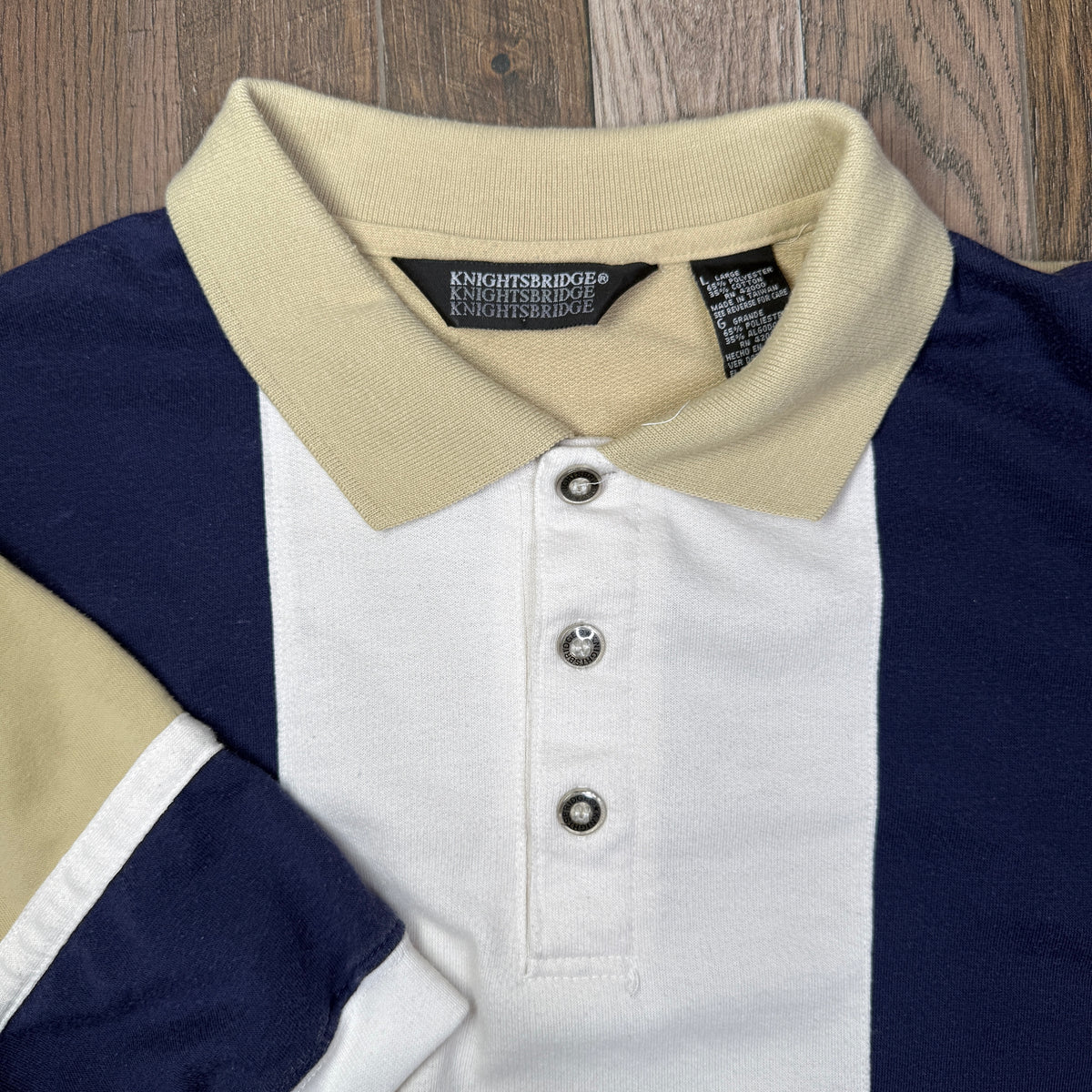 VTG Knightsbridge Colorblock Button Polo Shirt M