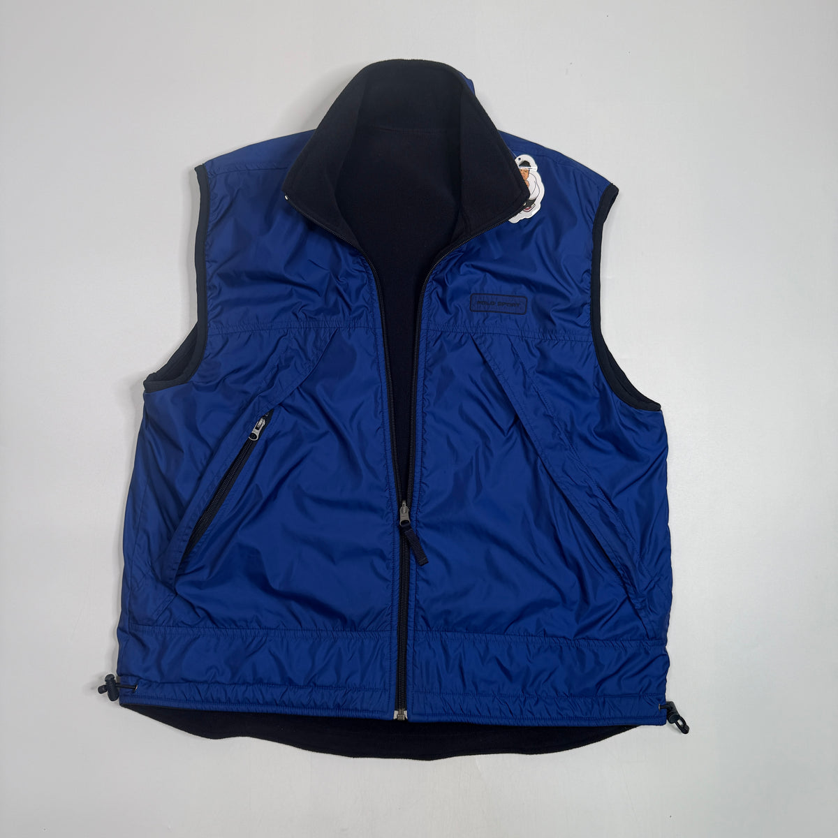 VTG Polo Sport Polartec Fleece Reversible Vest L Blue