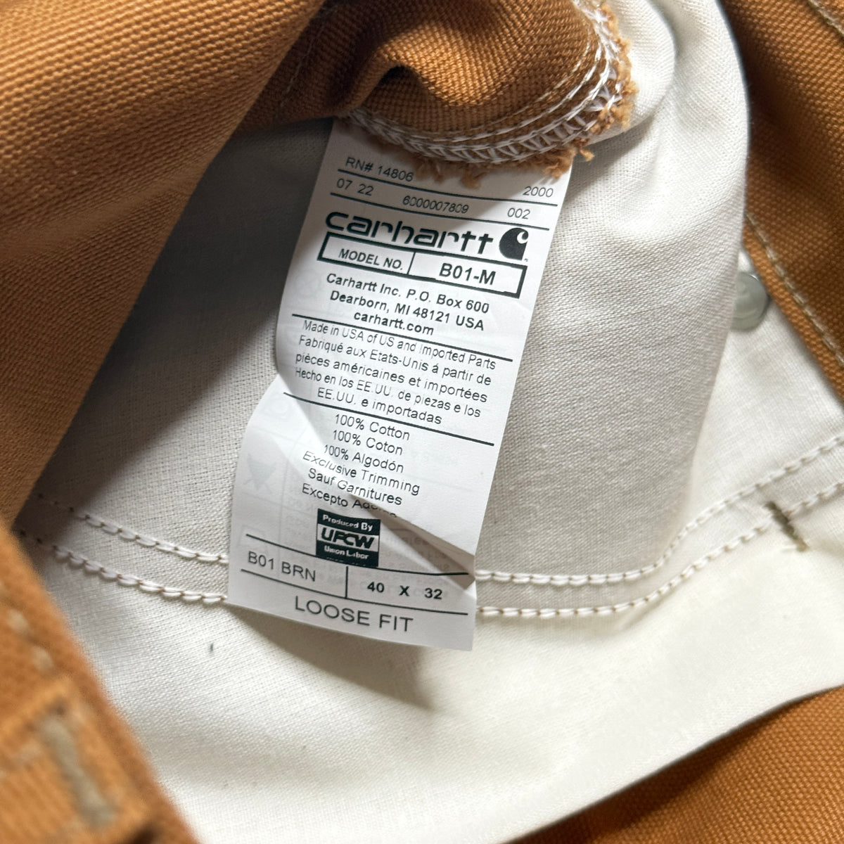 NWT Carhartt Iconic B01 Firm Duck Double Front Loose Fit Work Pants 40" Brown