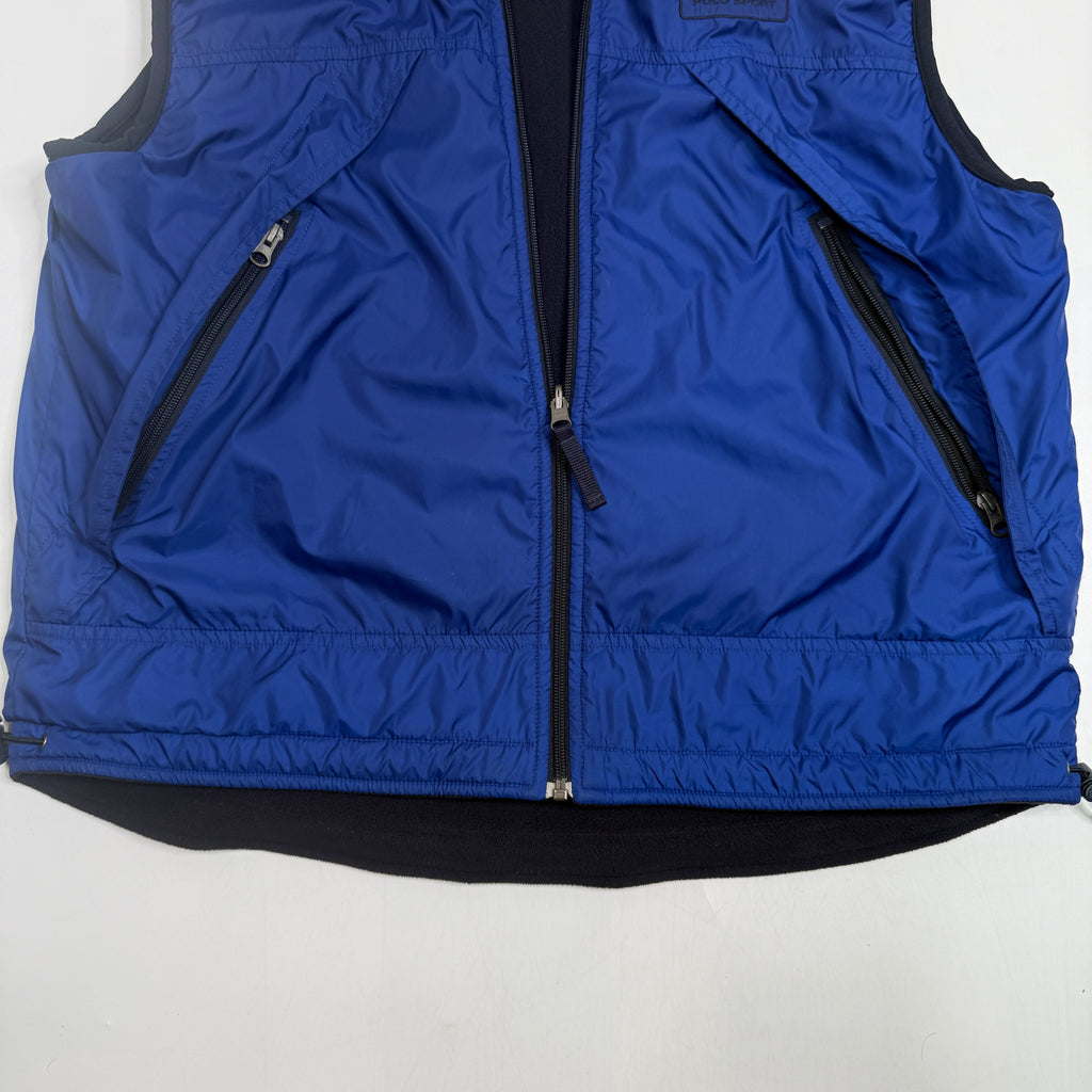 VTG Polo Sport Polartec Fleece Reversible Vest L Blue