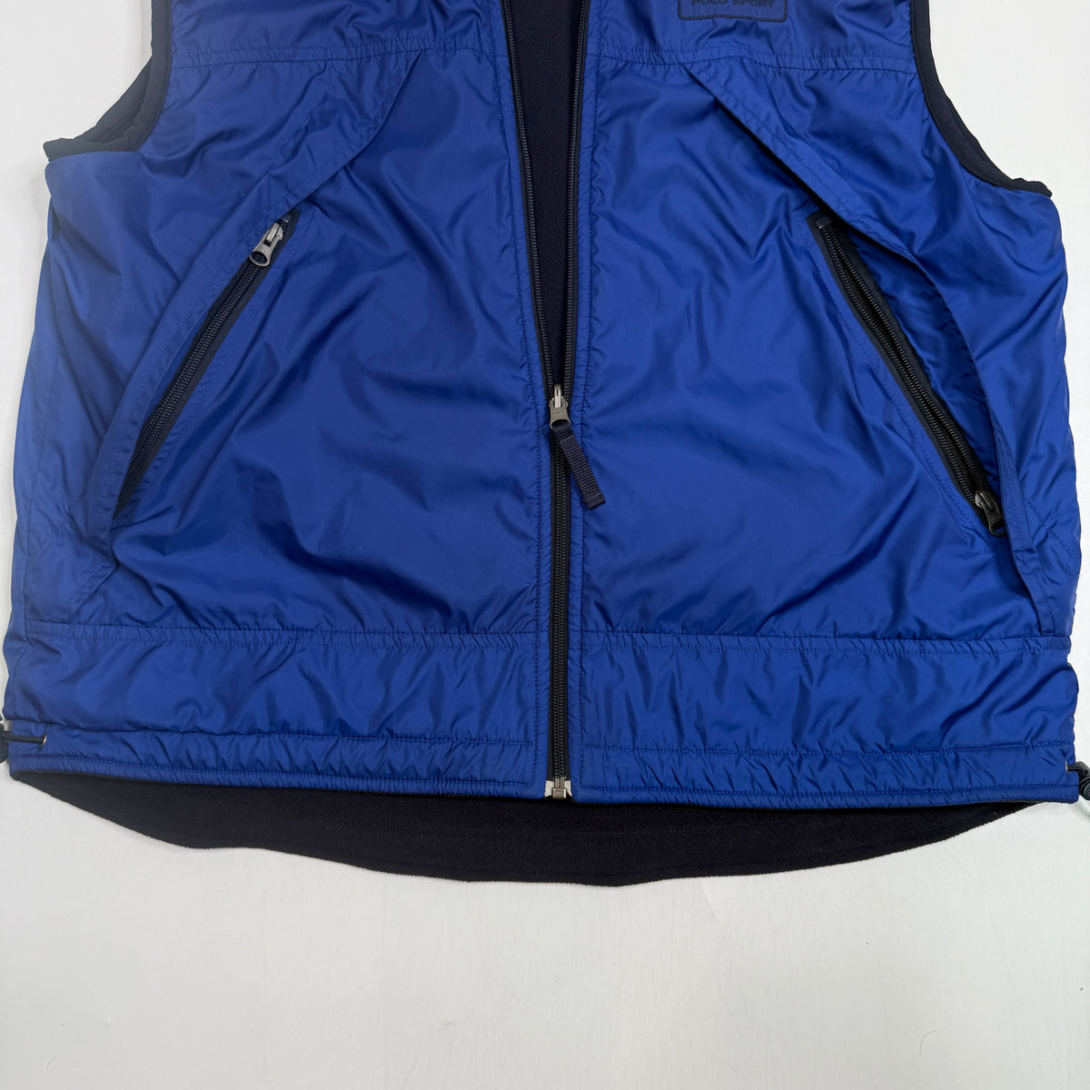 VTG Polo Sport Polartec Fleece Reversible Vest L Blue
