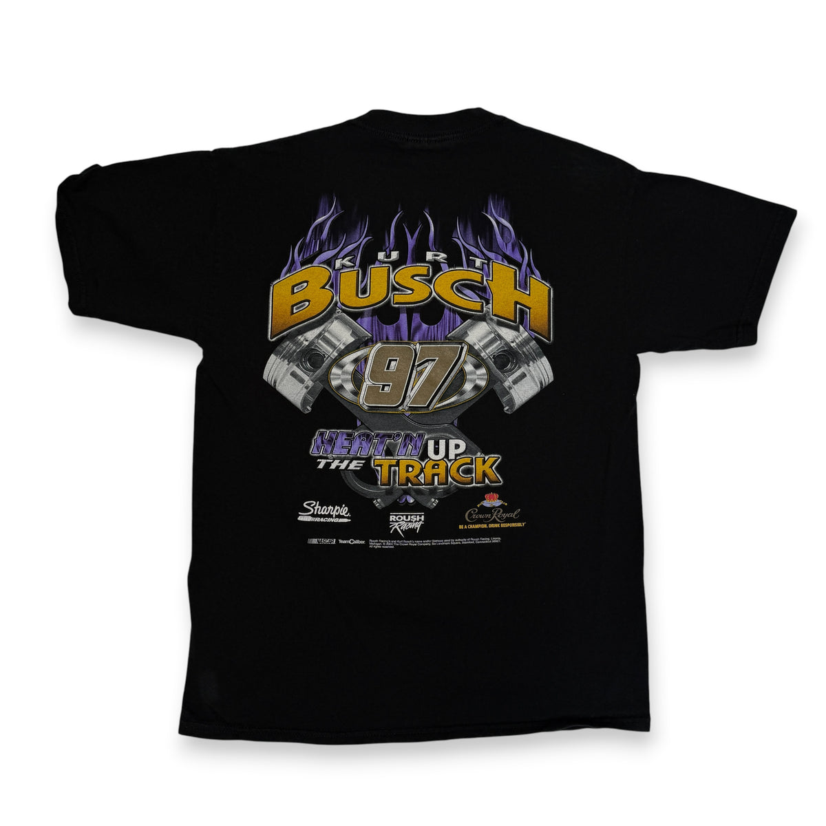 Y2K Kurt Busch Rookie Heat N Up Nascar T Shirt M Black