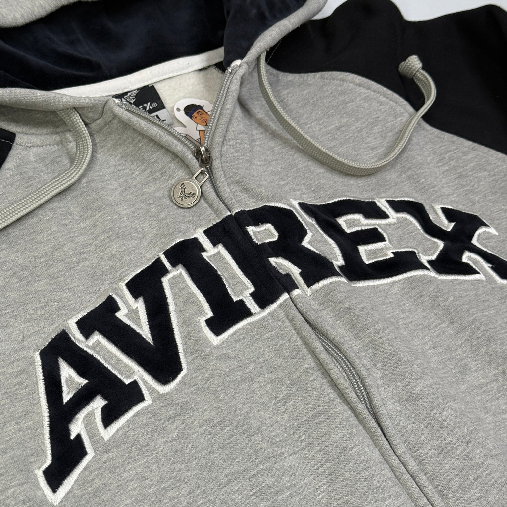 Y2K Avirex Spell Out Zip Up Hoodie XL