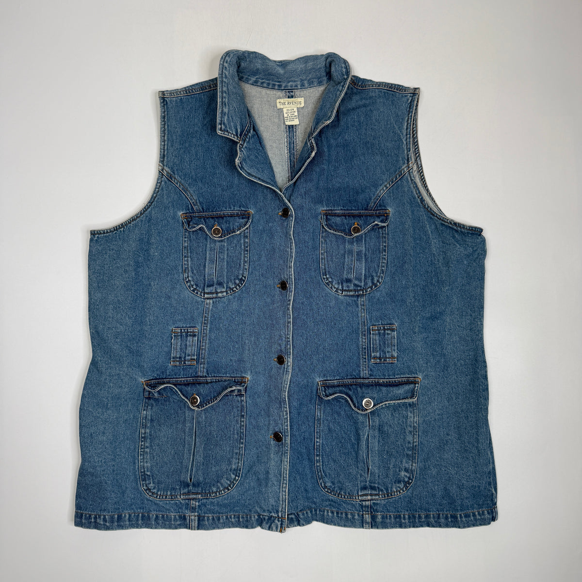 VTG The Avenue Utility Vest Denim Vest XL Wmn