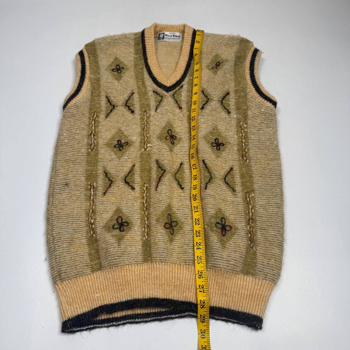 VTG West Wind Mohair Knitted Sweater Vest L Tan
