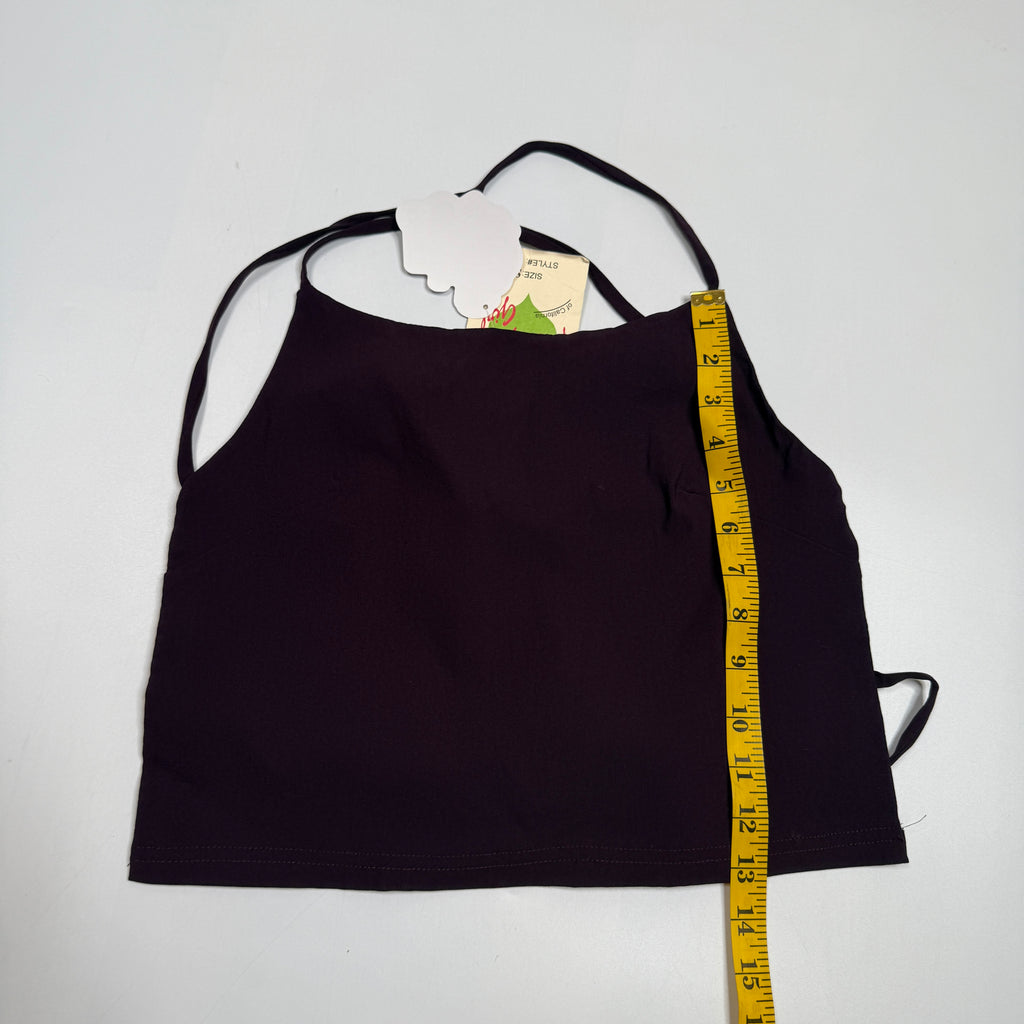 NWT Y2K Strappy Halter Top Open Back Side Tie S Burgundy