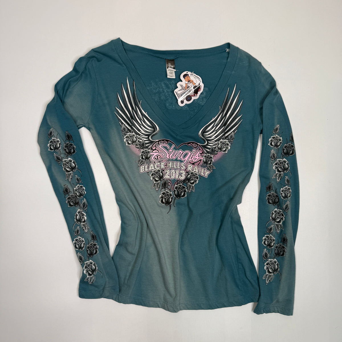 Y2K 2013 Sturgis Black Hills Rally V Neck L/S T Shirt S Blue