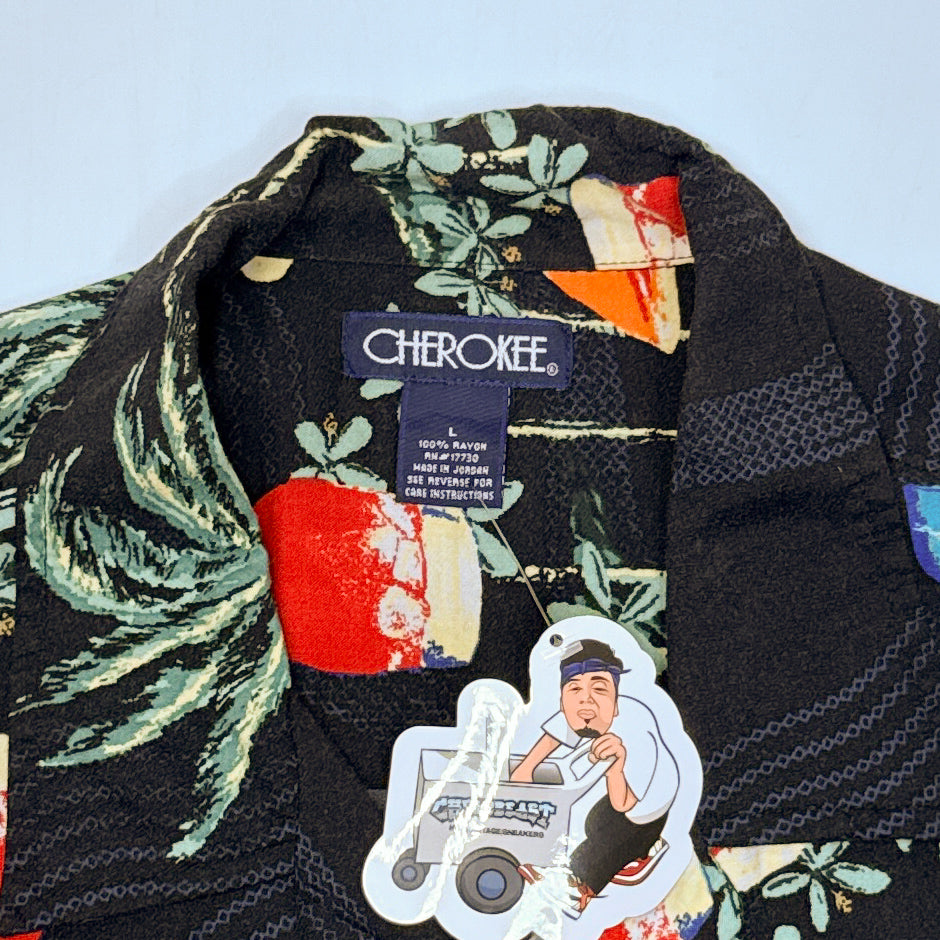 VTG Cherokee Cocktails Rayon Button Up L