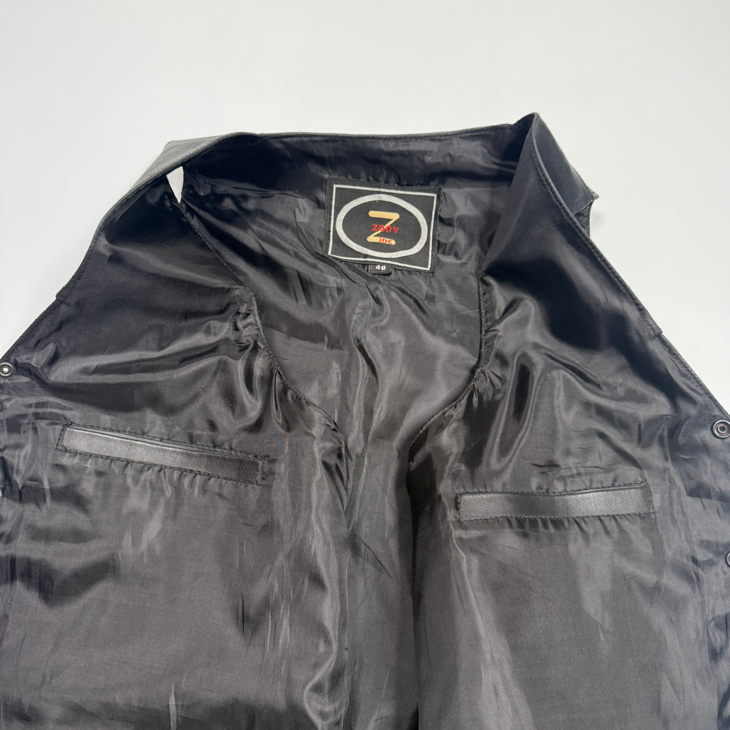 VTG Zony Inc Motorcycle Leather Vest XL Black