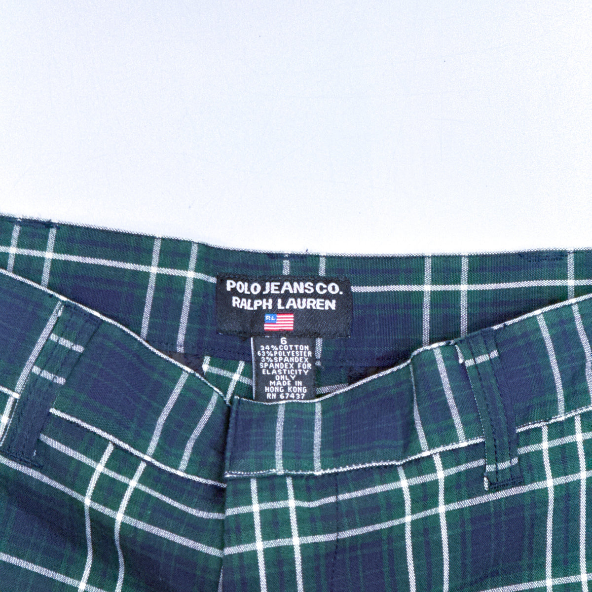 Y2K Polo Ralph Lauren Green Plaid Shorts S/28"