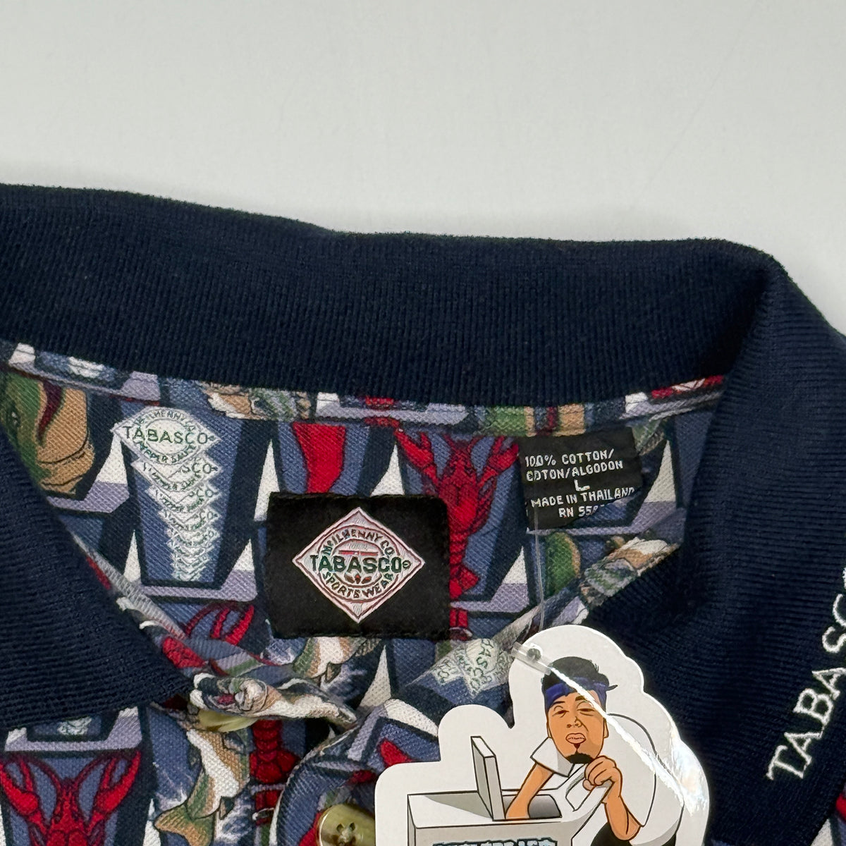VTG Tabasco Louisiana AOP Polo Shirt XL