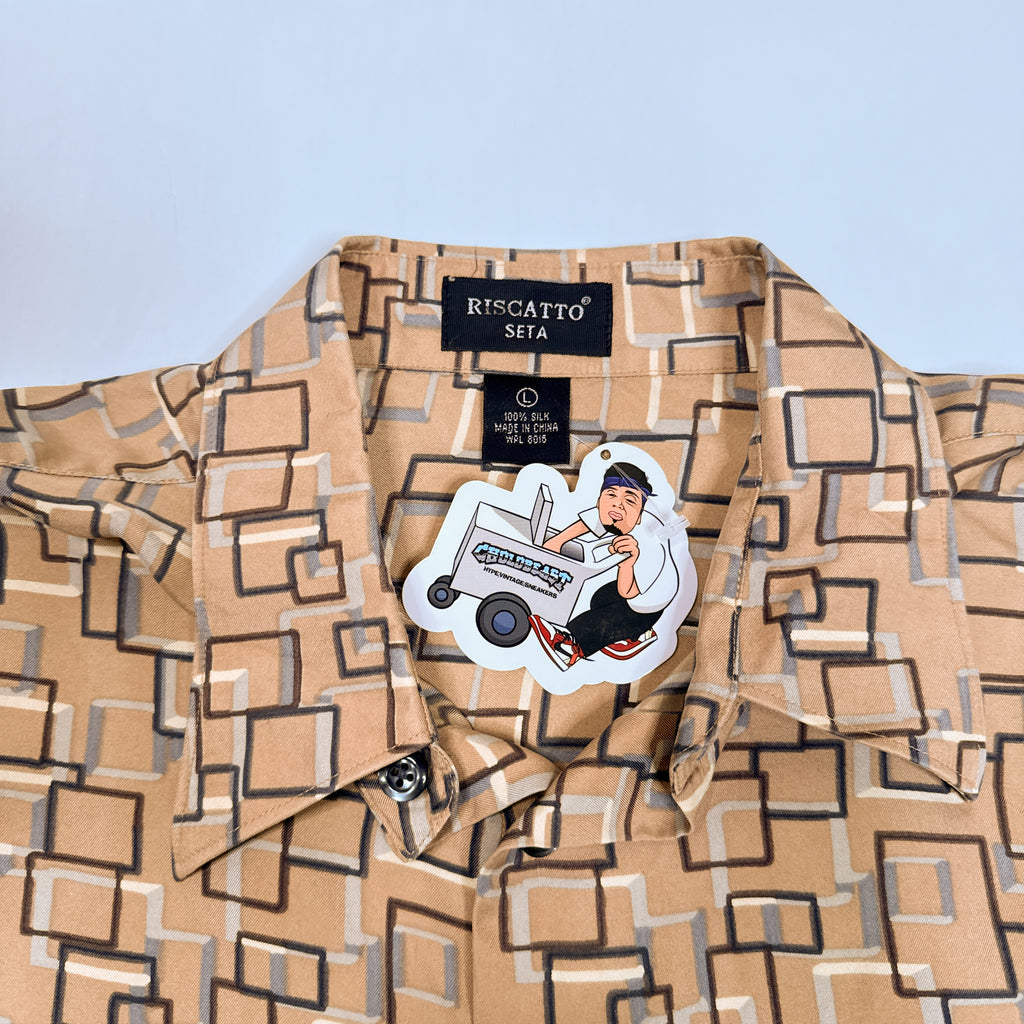 VTG Riscatto Geometric Silk Button Up L