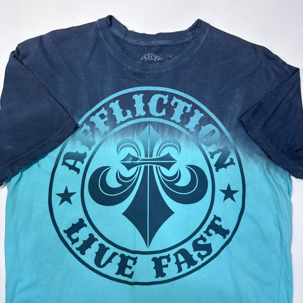 Affliction Live Fast Distressed Tie Dye T Shirt L