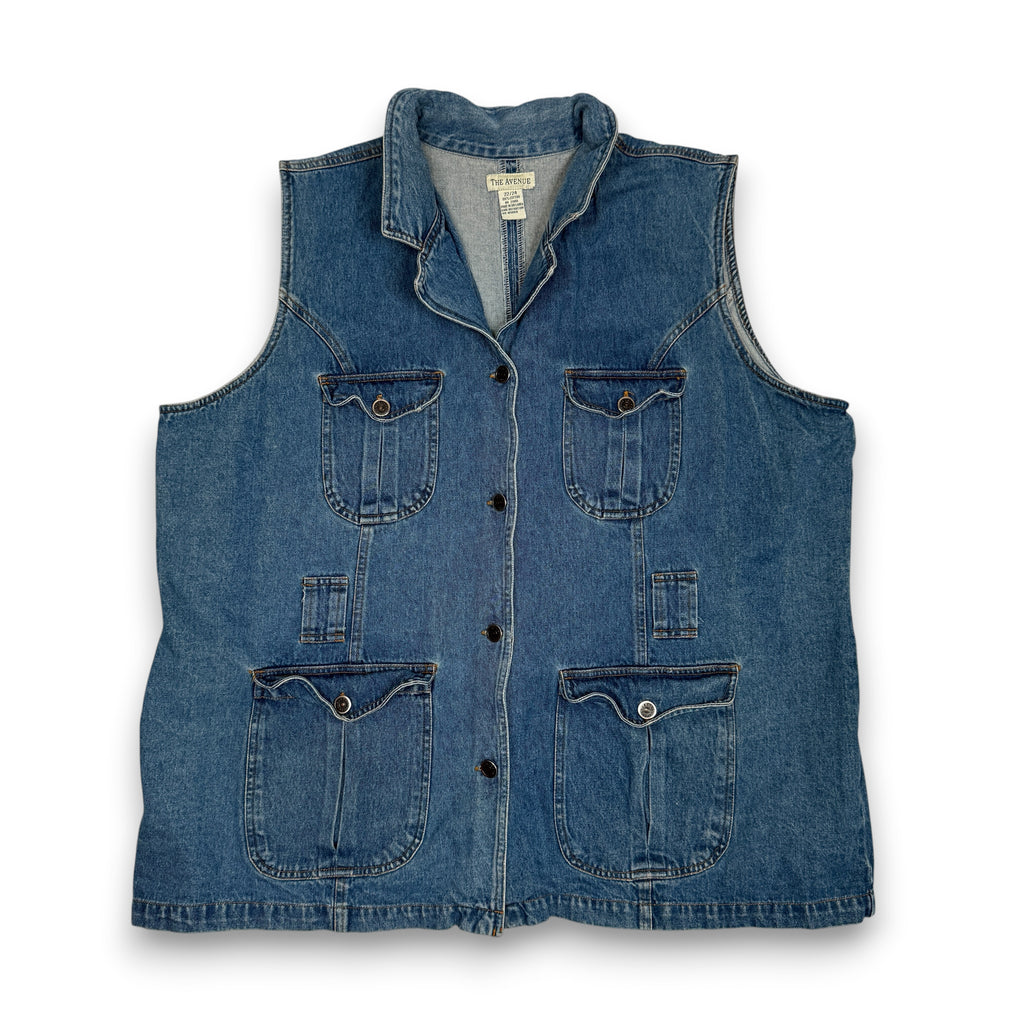 VTG The Avenue Utility Vest Denim Vest XL Wmn