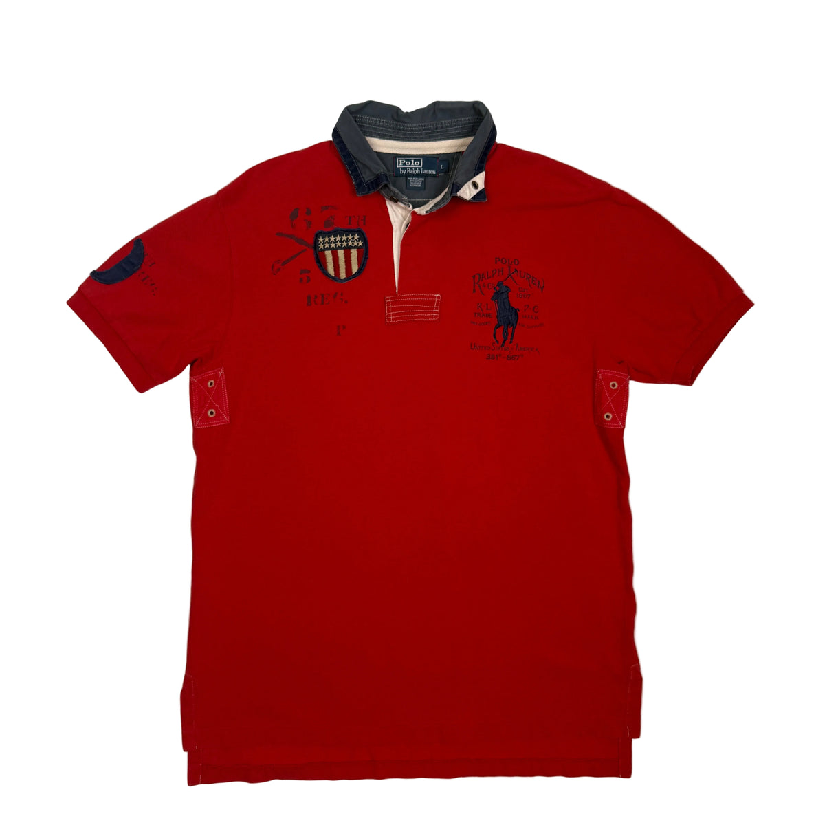 VTG Polo Ralph Lauren USA Shield Polo Shirt L