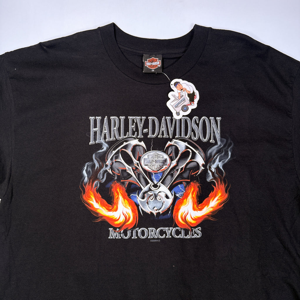 Y2K 2005 Harley Davidson Twin Engine T Shirt 2XL Black