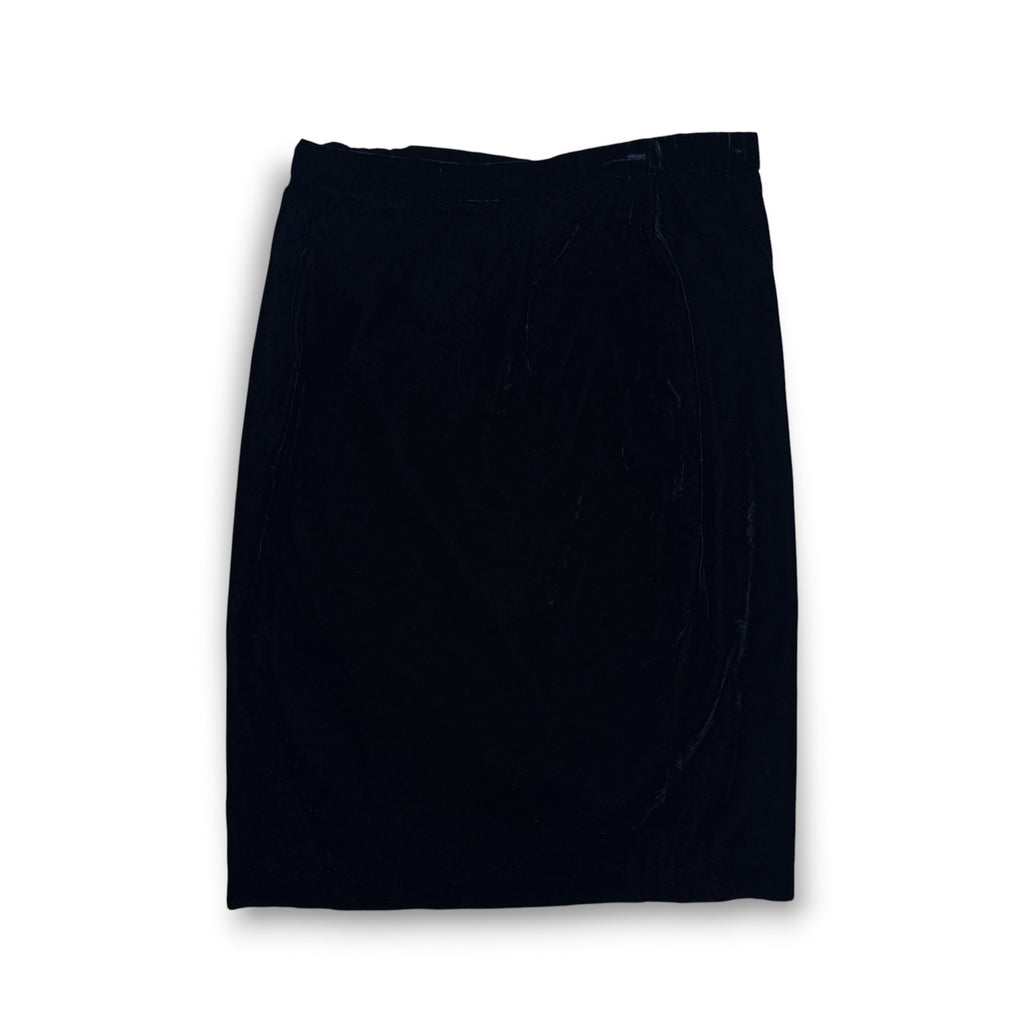 VTG Black Velour Midi Pencil Skirt S/M 30"