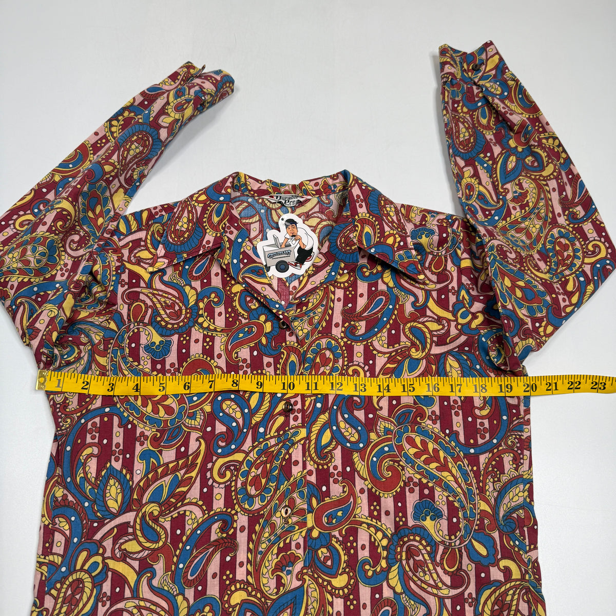 VTG Durable Press Paisley Butterfly Collar L/S Button Up S