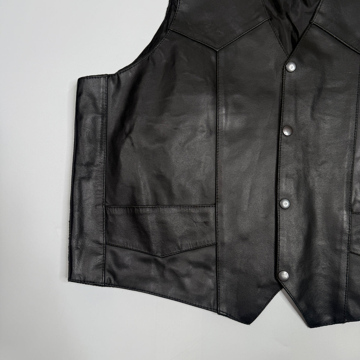 VTG Zony Inc Motorcycle Leather Vest XL Black