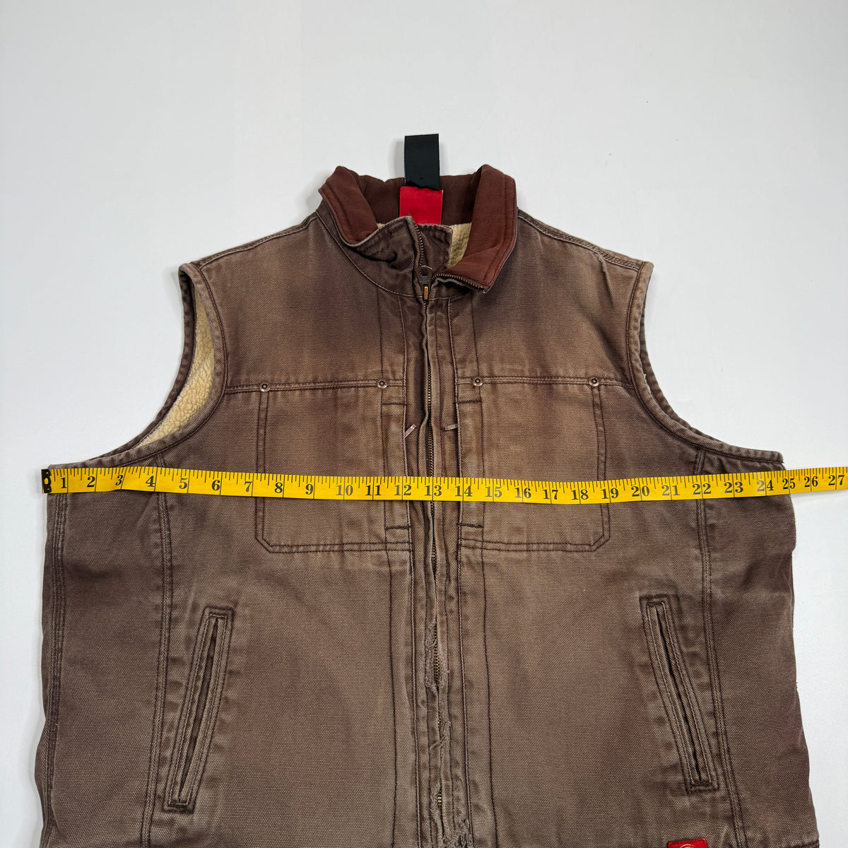 Dickies Distressed Sherpa Lined Vest S Brown