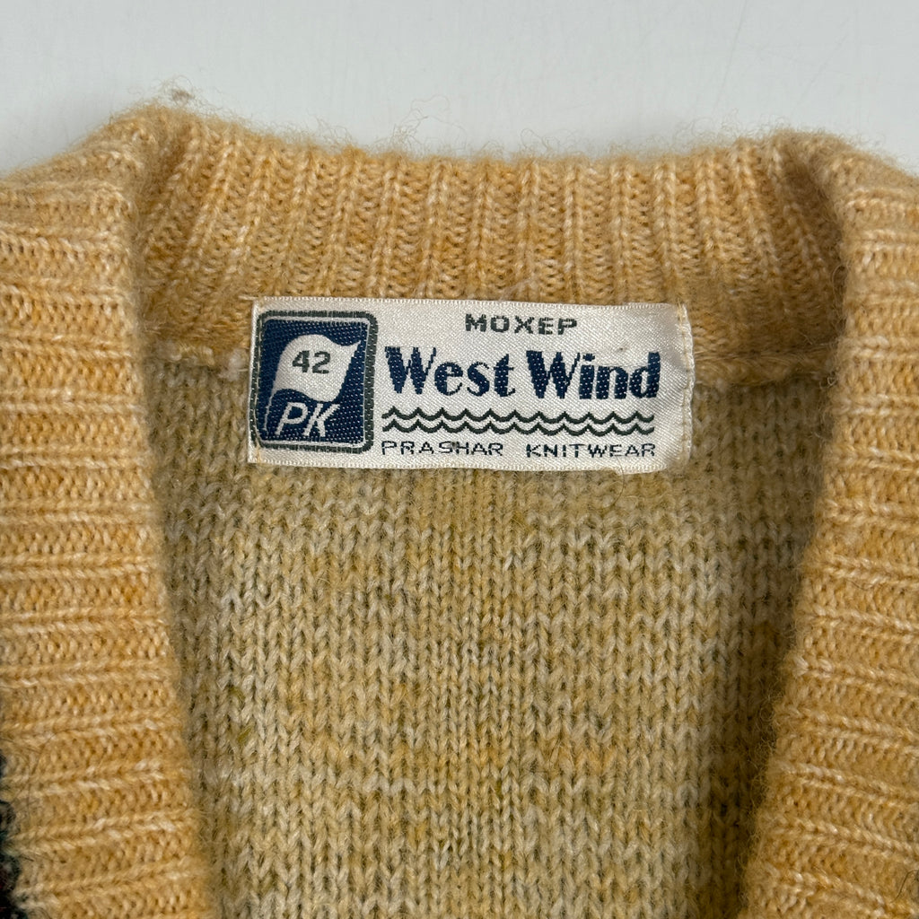 VTG West Wind Mohair Knitted Sweater Vest L Tan