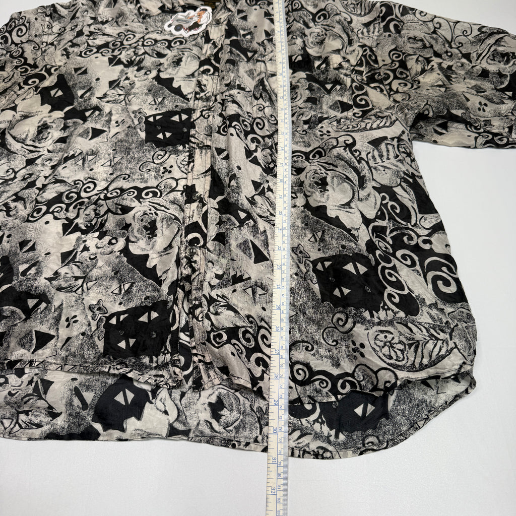 VTG Pure Floral Geometric Silk Button Up XL