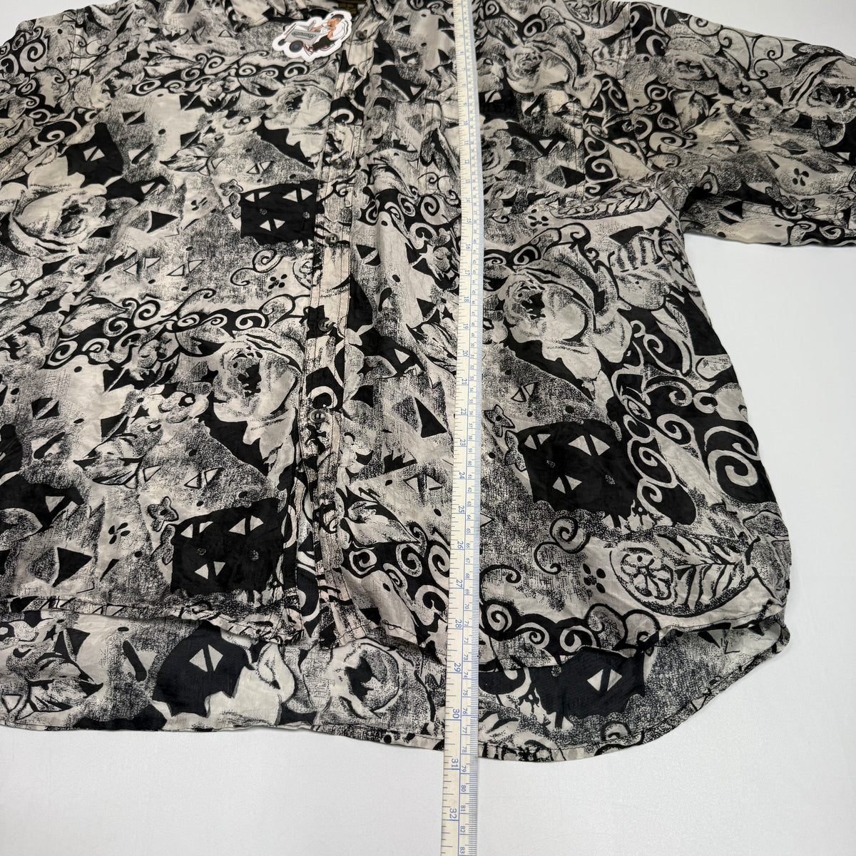 VTG Pure Floral Geometric Silk Button Up XL