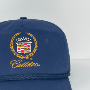 VTG Cadillac Navy Leather Strapback Hat