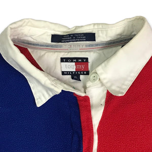 VTG 90s Tommy Hilfiger Colorblock Fleece Collared Long Sleeve M/S