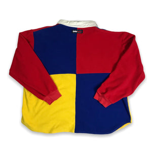 VTG 90s Tommy Hilfiger Colorblock Fleece Collared Long Sleeve M/S