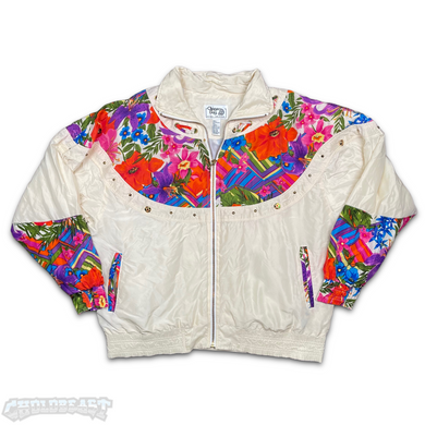 VTG Clipper Bay Floral Silk Cream Windbreaker M