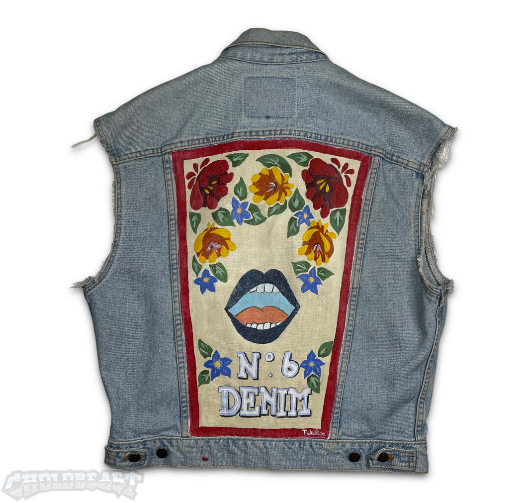 VTG Levis Art Work Denim Vest S